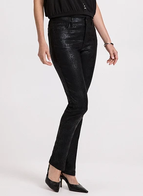 Snake Print Straight Leg Jeans