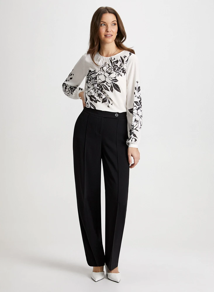 Floral Print Blouse & Wide Leg Pants