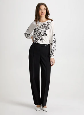 Floral Print Blouse & Wide Leg Pants