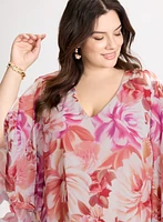Asymmetric Floral Print Blouse