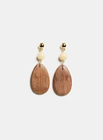 Boucles d'oreilles goutte d'eau en bois