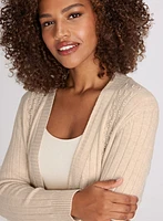 Cardigan à mailles torsadées et perles