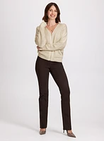 Zip-Front Long Dolman Sleeve Cardigan