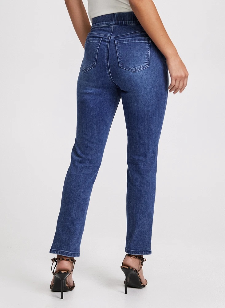 Embellished Hem Slit Jeans