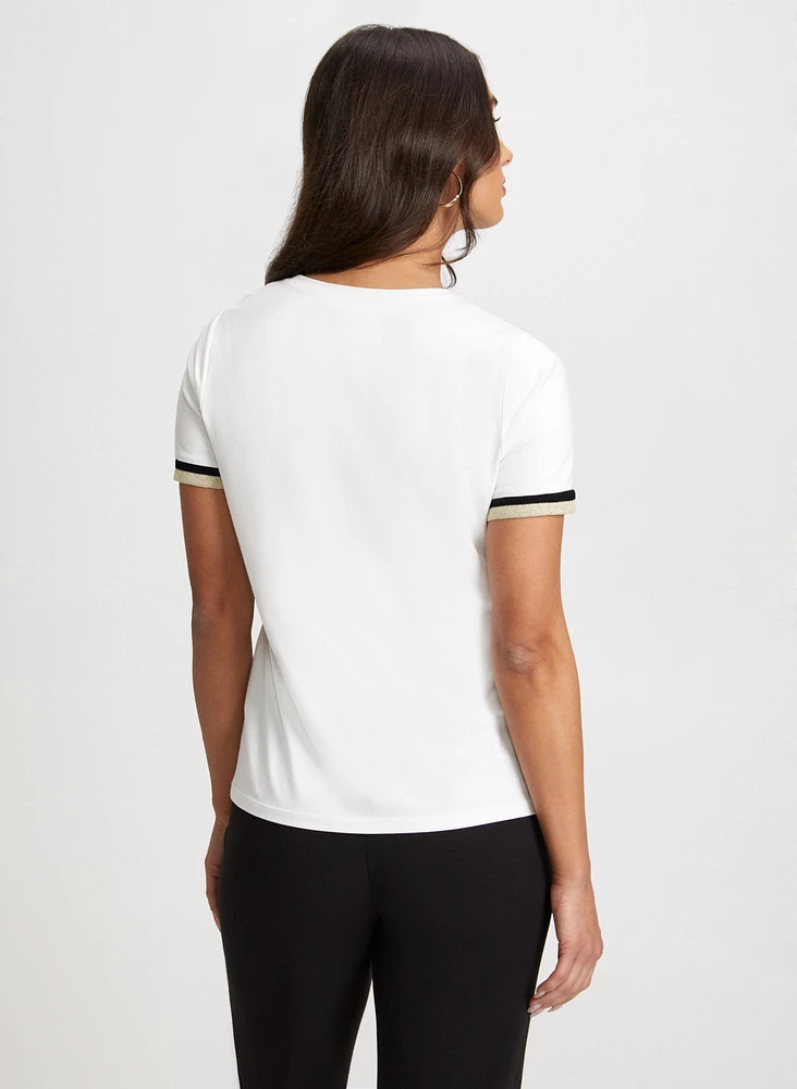 T-shirt à ourlets métalliques contrastants