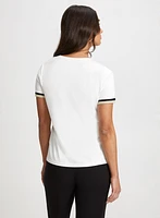 T-shirt à ourlets métalliques contrastants