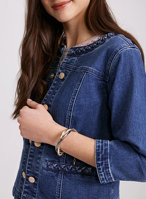 Veste en denim à détails tressés