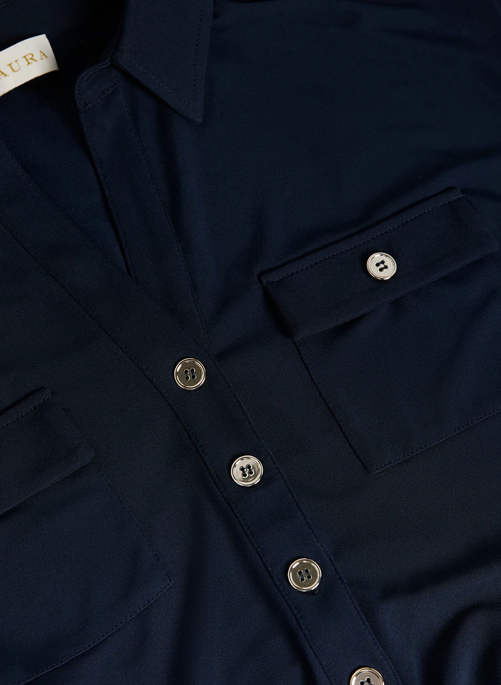 Button Down Jersey Jumpsuit