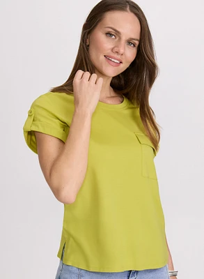 T-shirt à manches repliées
