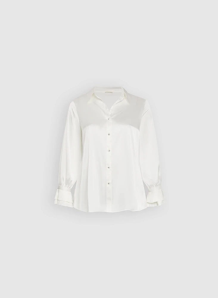 Satin Button-Down Blouse