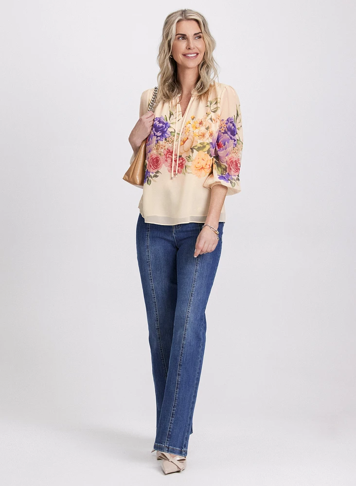 Floral Placement Print Blouse