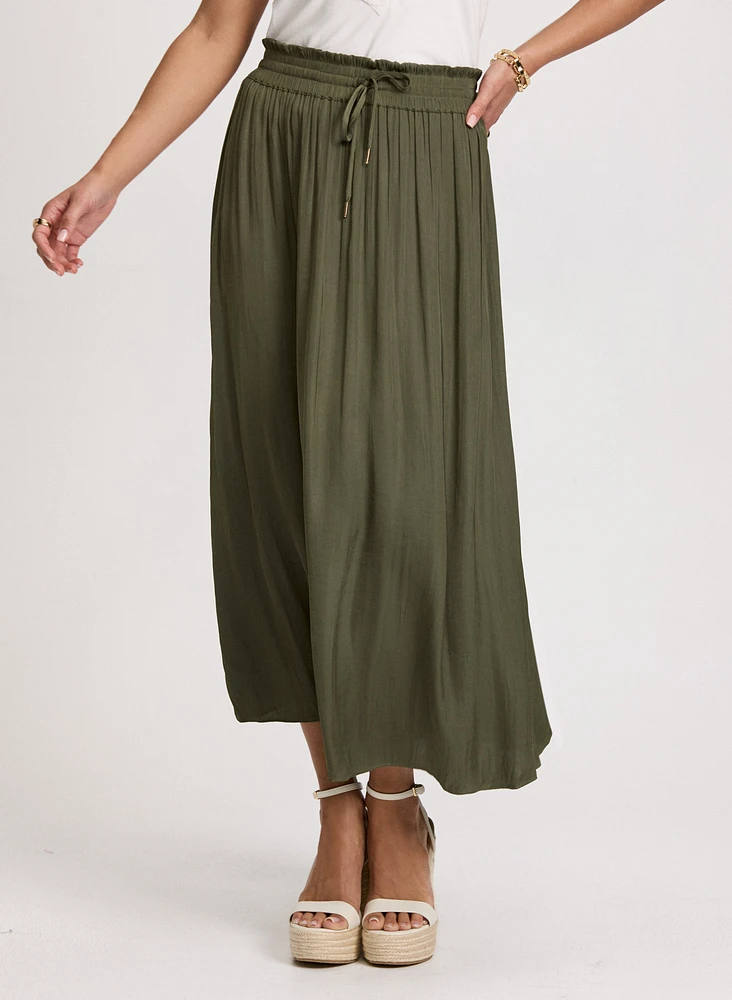 Satin Drawstring Waist Skirt