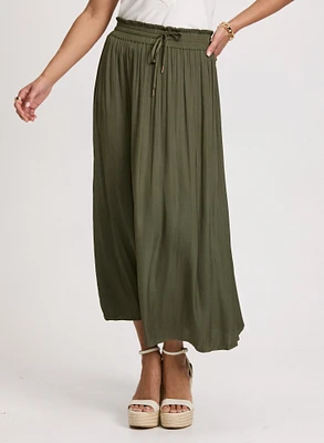 Satin Drawstring Waist Skirt