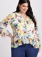 Blouse florale à volants