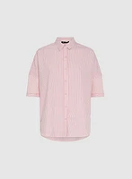 Blouse rayée en mélange de coton