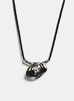 Layered Oval Pendant Cord Necklace