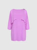 Brooch Embellished Capelet Dress