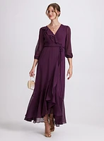 Flounce Front Chiffon Dress