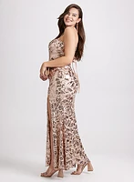 Sequin Snakeskin Corset Gown