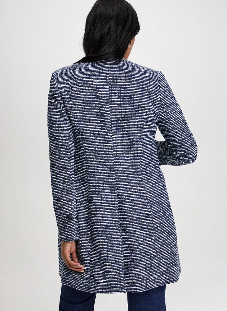 Long Contrasting Trim Bouclé Jacket