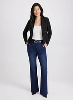 Cropped Double-Breasted Blazer & Flare Leg Jeans