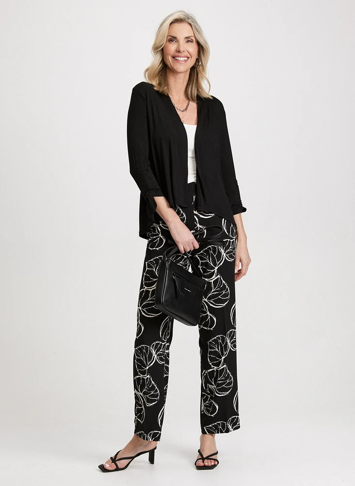 Cascade-Front Cover Up & Wide-Leg Crepe Pants