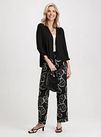 Cascade-Front Cover Up & Wide-Leg Crepe Pants