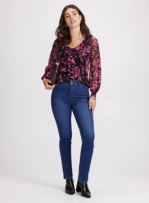 Floral Print Ruffled Top