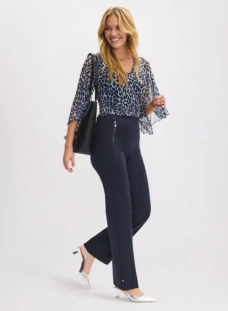 Animal Print Top & Straight-Leg Pants