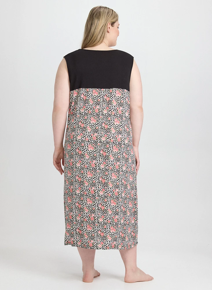 Robe de nuit à motif animal et floral