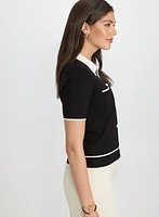 Contrast Knit Polo Top