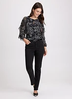 Floral Print Keyhole Blouse