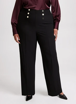 Olivia Button Detail Wide-Leg Pants