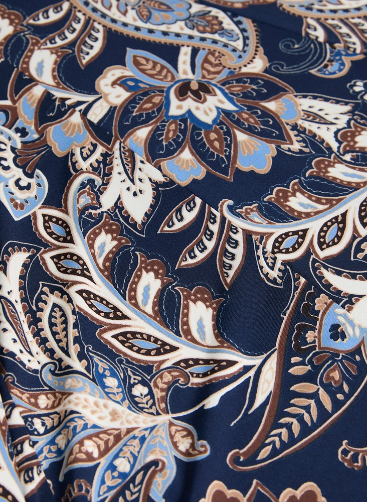 Robe paisley ajustée et évasée