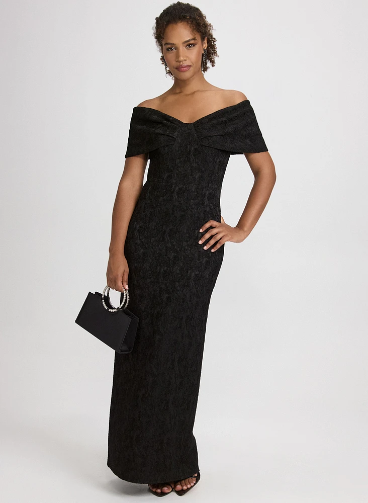 Off-The-Shoulder Textured Dress