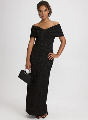Off-The-Shoulder Textured Dress