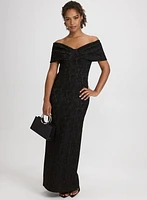 Off-The-Shoulder Textured Dress