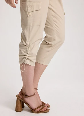 Cropped Drawstring Hem Cargo Pants