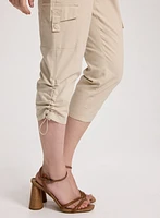 Cropped Drawstring Hem Cargo Pants