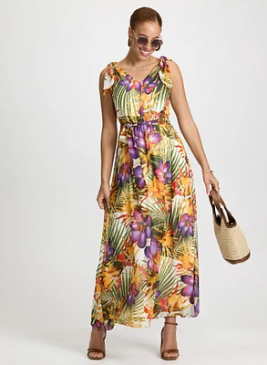Robe maxi à motif tropical