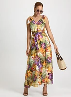 Robe maxi à motif tropical