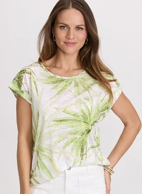 T-shirt tropical à détail en crochet