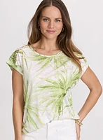 T-shirt tropical à détail en crochet