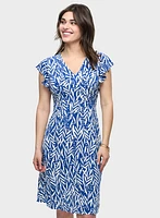 Printed V-Neck Jersey Dress