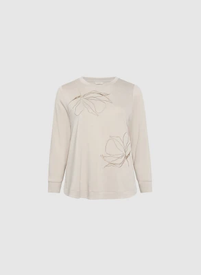 Floral Embroidery Long Sleeve Top