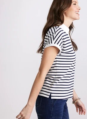 Stripe Cap Sleeve T-Shirt