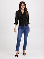 Ruched Button-Down Blouse