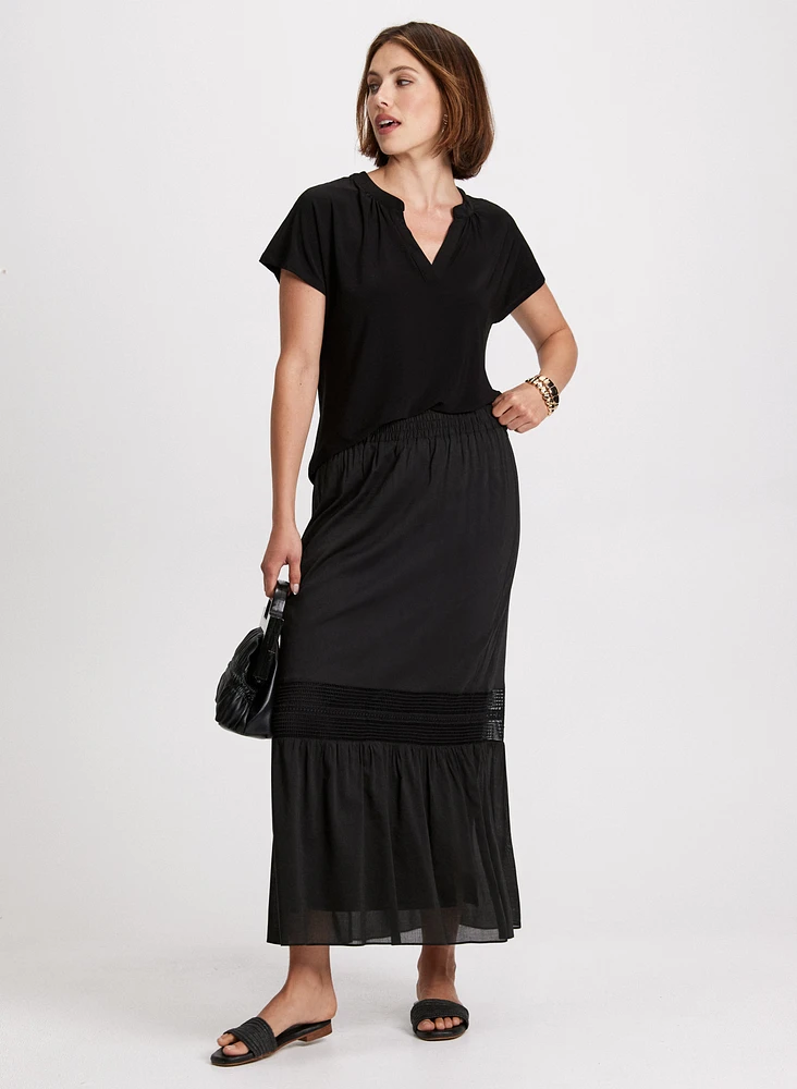 V-Neck Top & Tiered Skirt