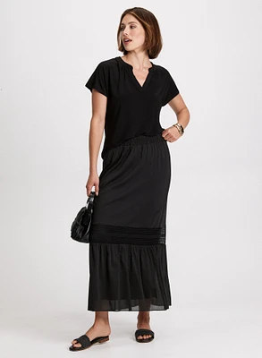 V-Neck Top & Tiered Skirt