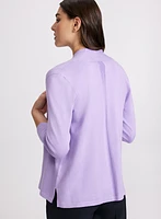 Ribbed Trim Open-Front Cardigan